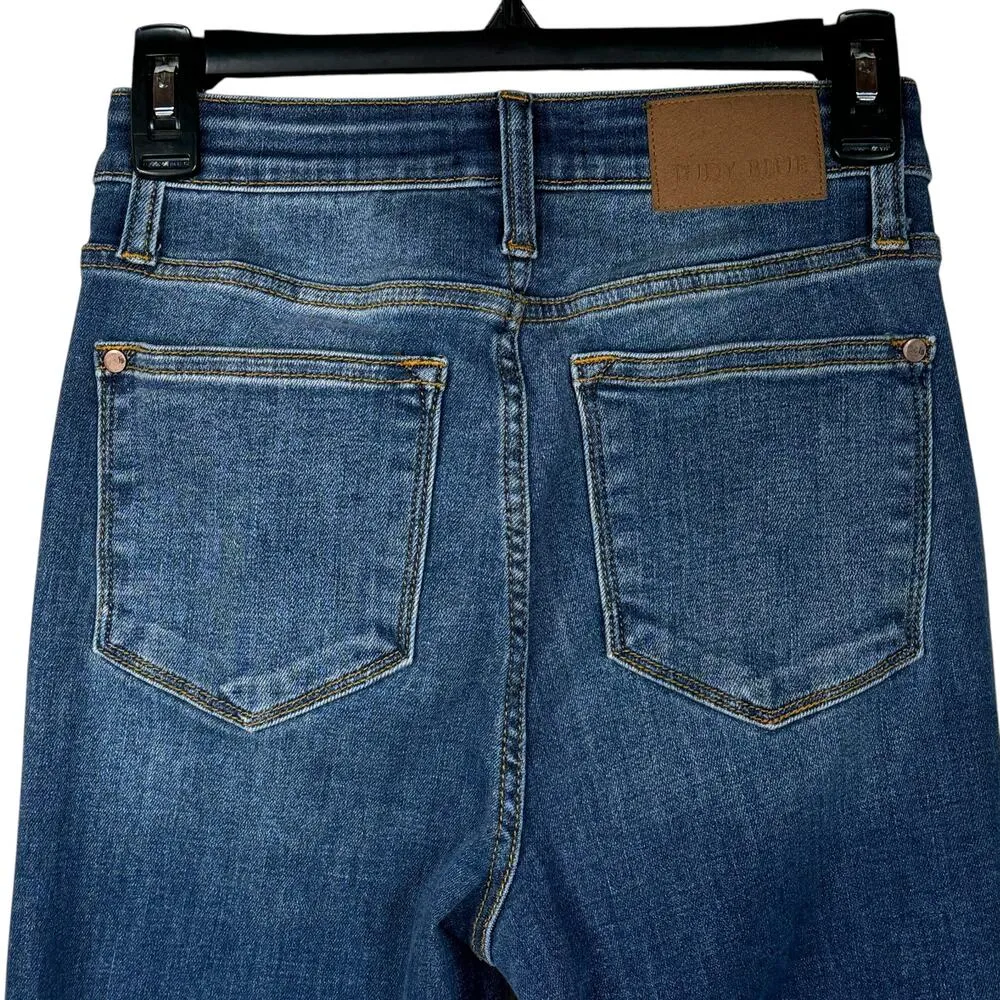Judy Blue SZ 3/26 Straight Fit Jeans Distressed Stretch Hi-Rise Pockets Frayed - Image 6