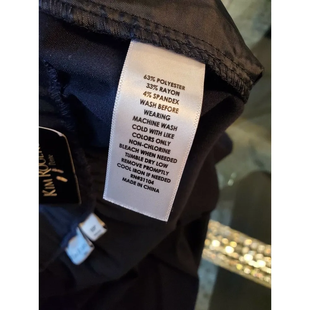 Kim Rogers Women's Solid Blue Polyester Mid Rise Comfort Waist Pants Size 10P - Image 9