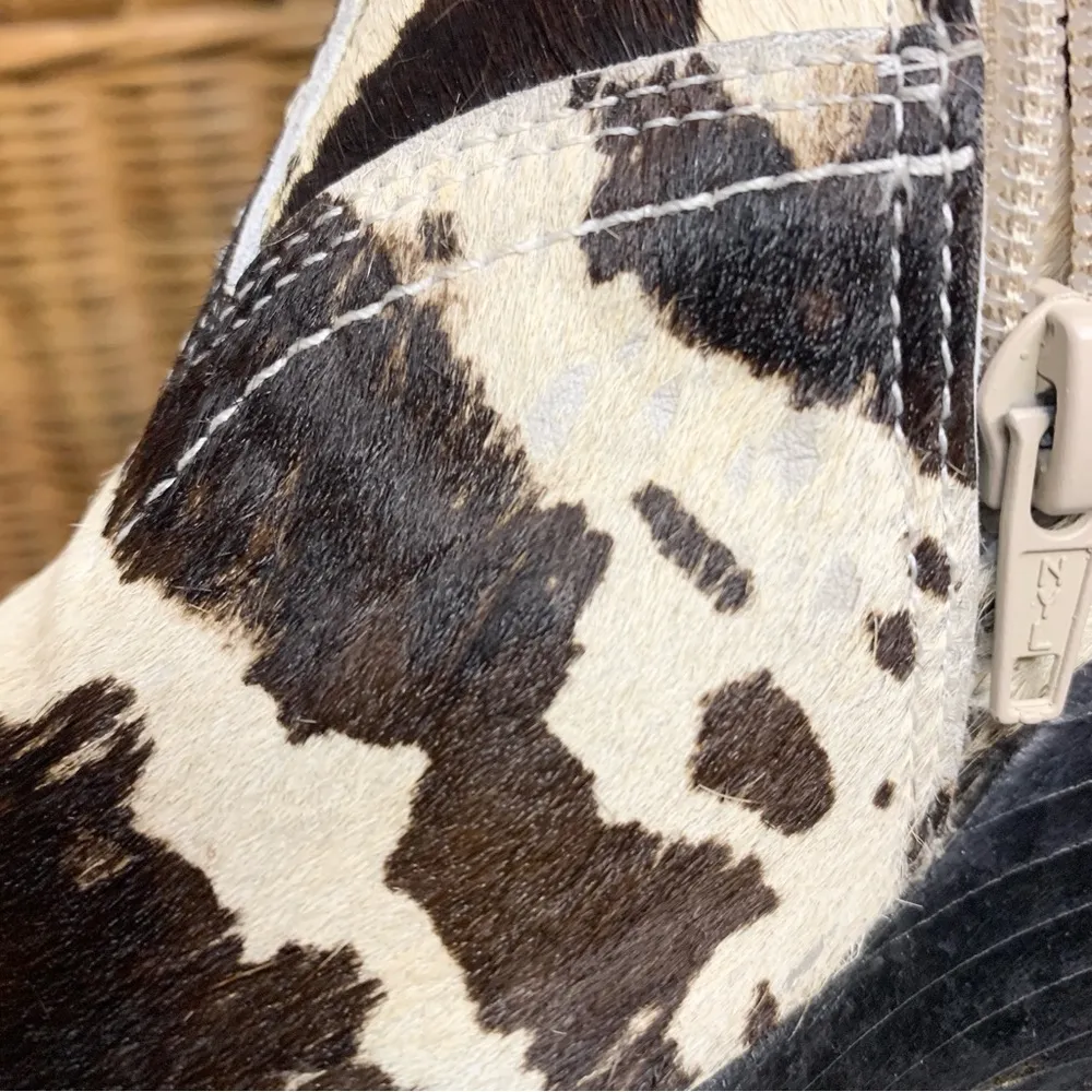 Matisse Cow Hide Spotted Cowboy Boot Wedges Size 7 - Image 11