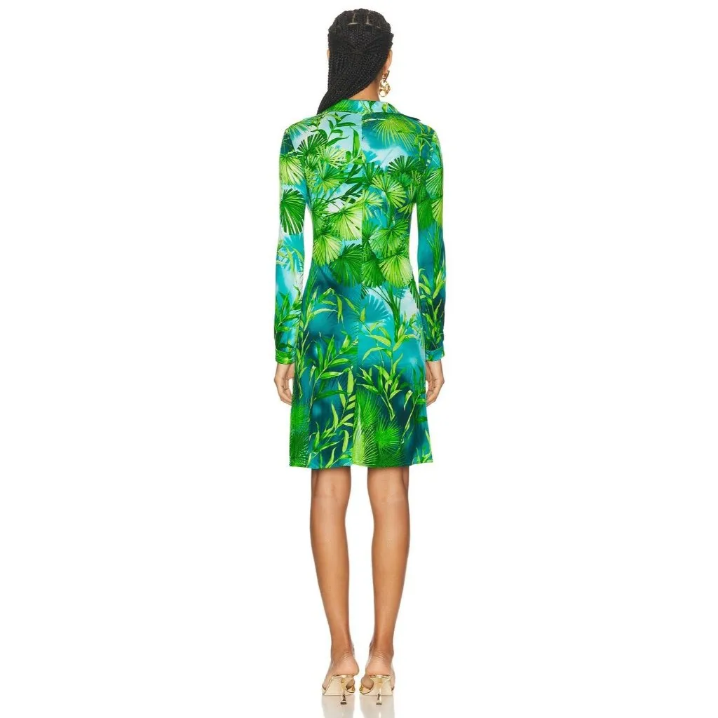 Versace FWRD Renew Knee-Length Dress in Green Palm 38 Womens Jersey Long Sleeve - Image 2
