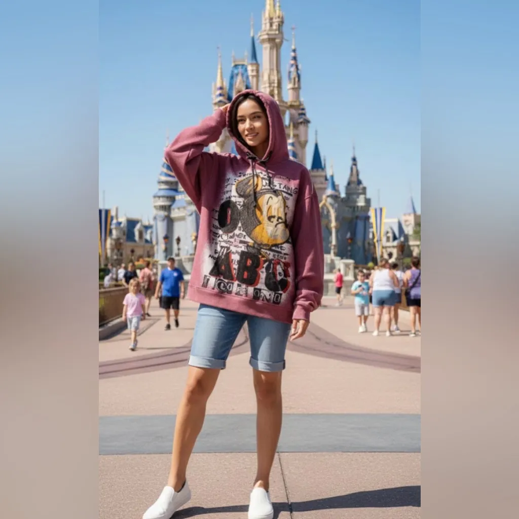 Mickey Graphic Hoodie with sequins Red Size L - Image 2