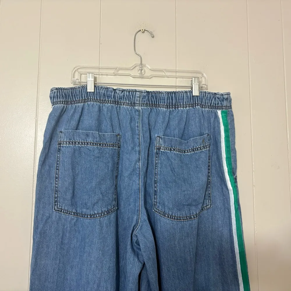 Pilcro The Surfer Pull-On Wide Leg Jeans Blue Denim Size L — Elastic Waist - Image 8