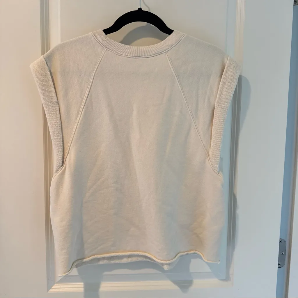 Frame Rolled Up Sweatshirt Pima Cotton Bone Cream Cropped Fit | M - Image 6