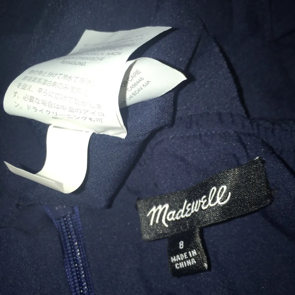 Madewell Apron Ruffle Dress Navy - Image 2