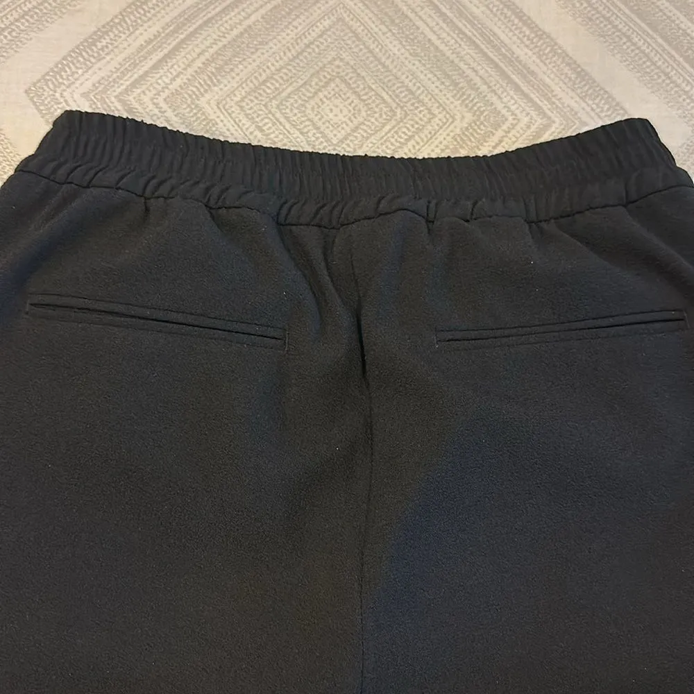 Ann Taylor Women’s Black Elastic Waist Dress Pant Joggers w/ Faux Leather Trim - Image 6