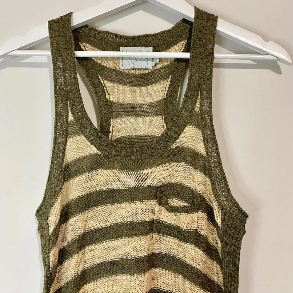 Michael Stars Women's Paloma Striped Tank Top Cream Green Size 1 EUC - Image 2