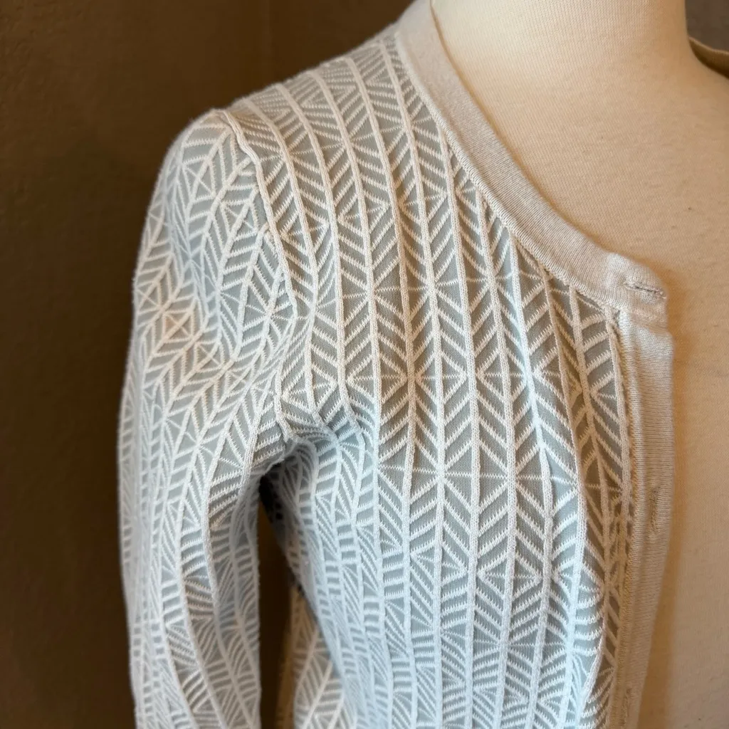Merona White Textured Women's Geometric Cardigan Medium - Image 2