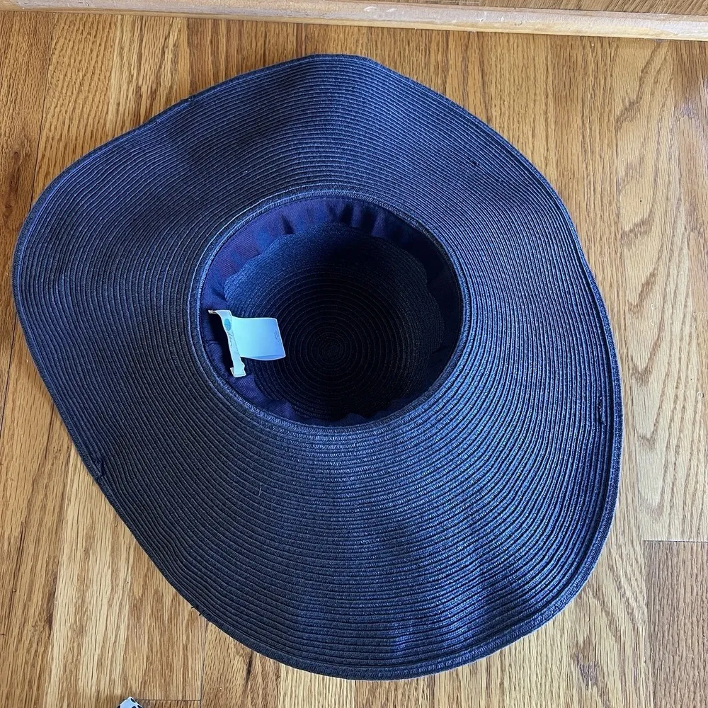 Boden Sun Hat Wide Brim Navy Vacation Beach Nautical Floppy Paper 21.5 Small/Med - Image 8