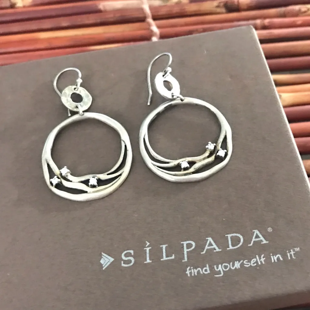 Silpada Sterling Silver Circular Cubic Zirconia Accent Earrings - Image 4