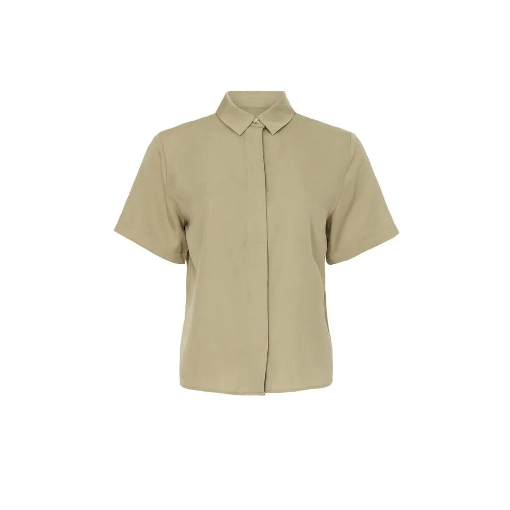 Samsoe Samsoe Mina Silver Sage Green Boxy Button Up Shirt Size Small - Image 5