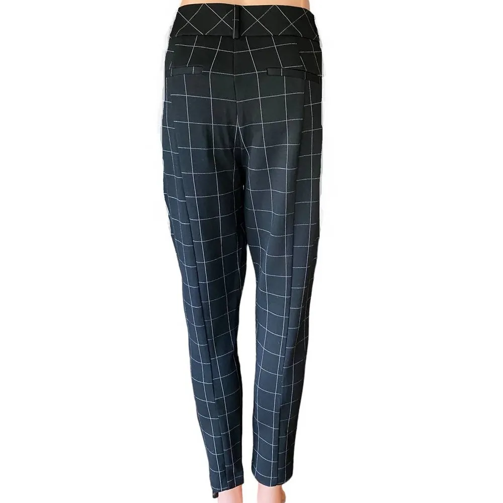 ELLE Ladies Black White Large Check Ankle Cropped Dress Pants ~ Size 10 - Image 26