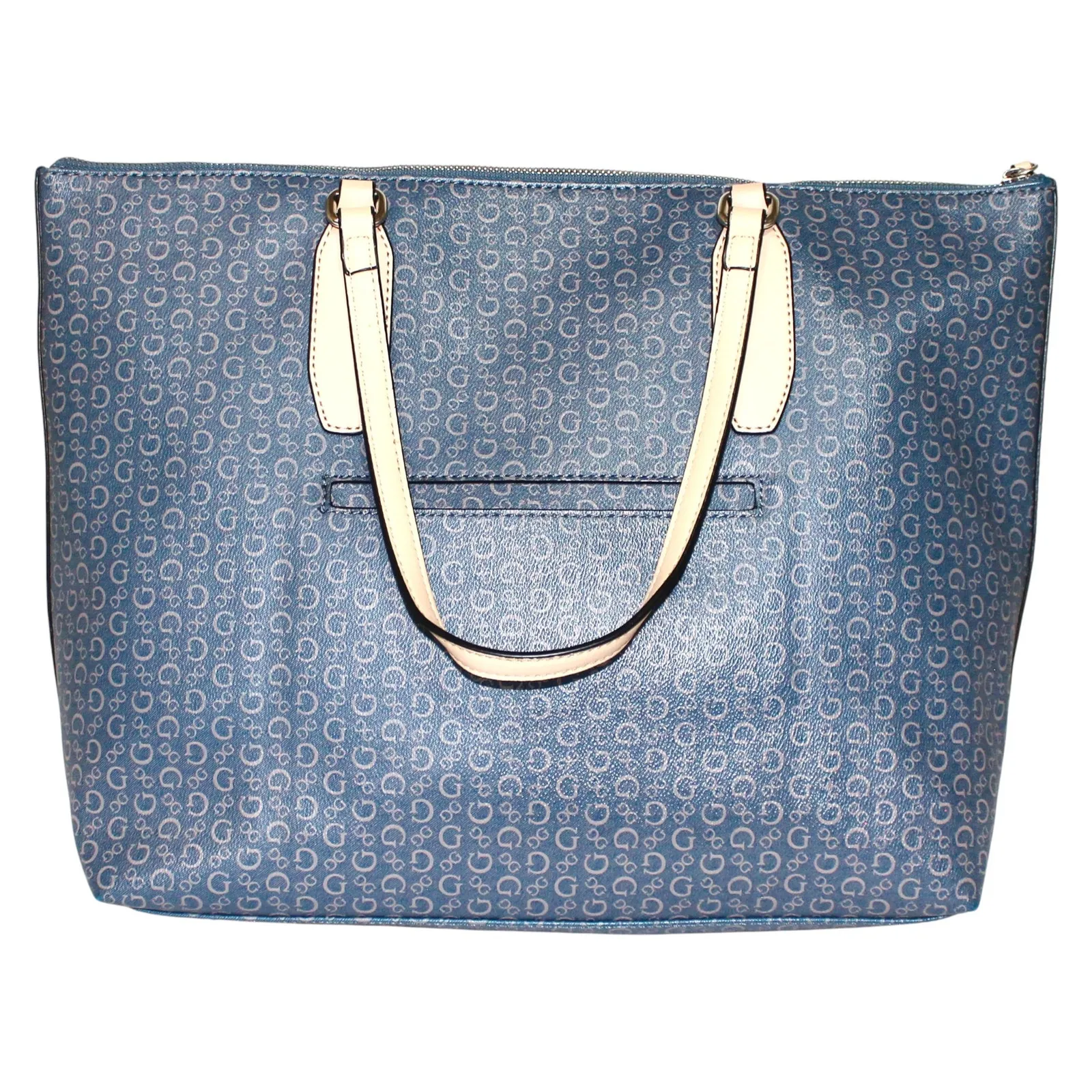 GUESS Logo Print Blue Stripe Large Tote Bag - Image 10