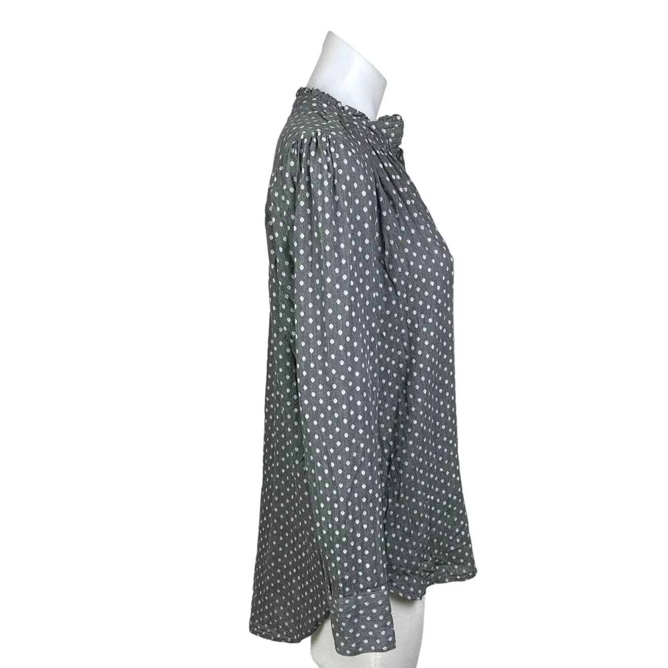 Ann Taylor LOFT Gray Polka Dot Long Sleeve Button Down Up Blouse Shirt Top - S - Image 2