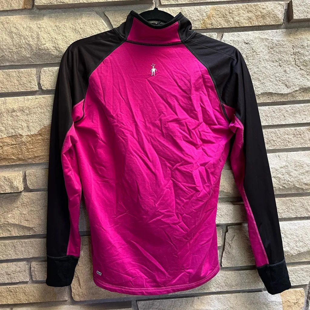 Smartwool PhD SmartLoft Full Zip Jacket Merino Wool Logo Pink Black Small - Image 2