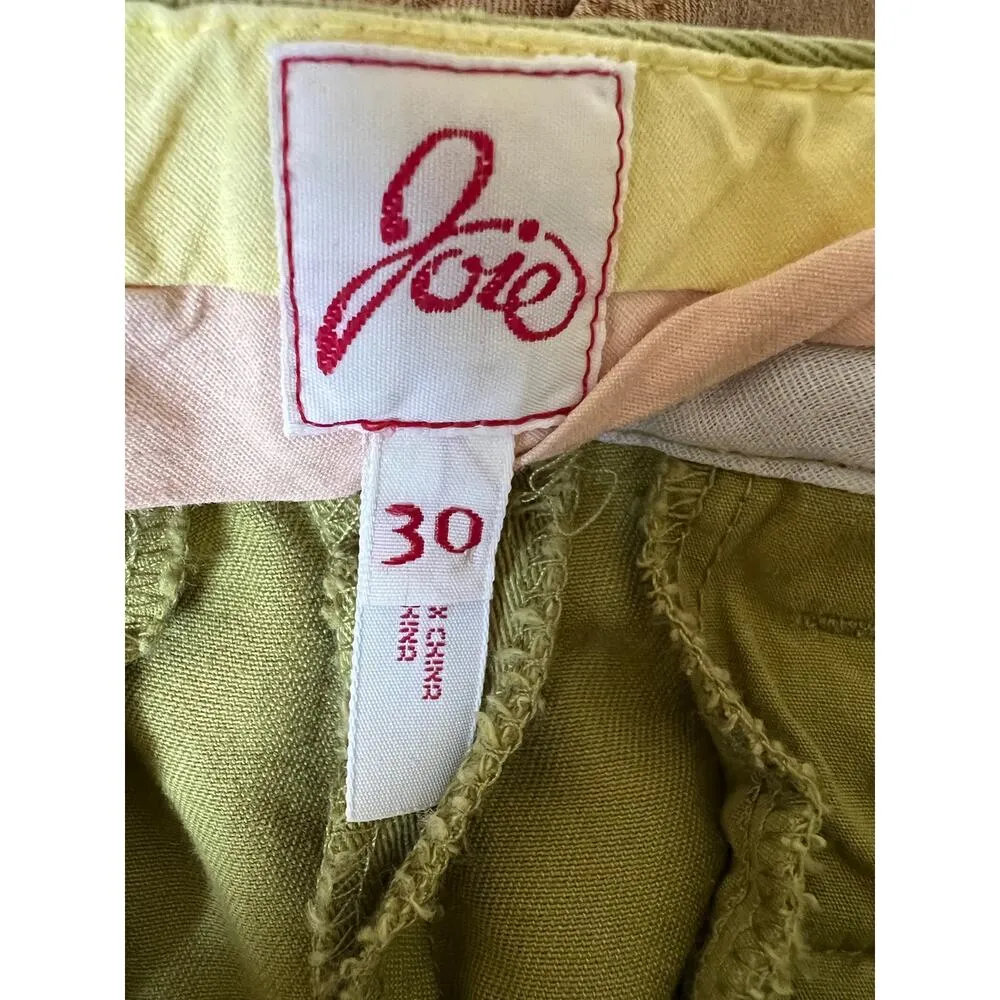 Joie Chino Capri Pants 100% Cotton Back Slits in Olive Green Size 30 - Image 7