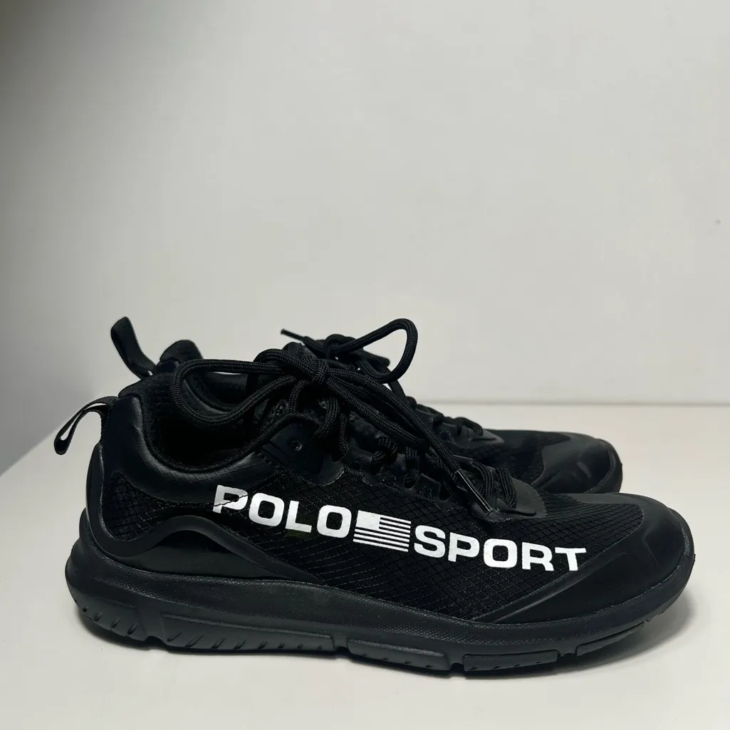 Ralph Lauren Polo Sport Logo Tech Racer Low Top Lace Up Black Sneakers - Image 12