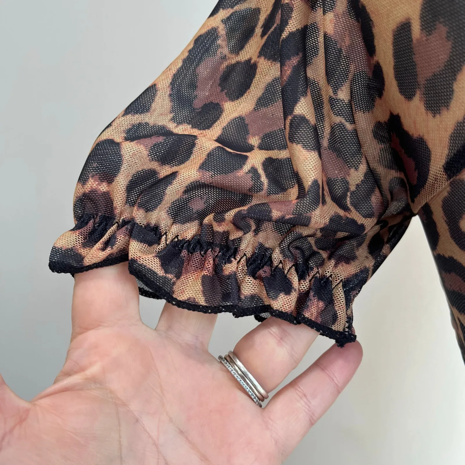 Leopard Print Front Closure Push Up Bustier Corsets Short Sleeve Top Sz S - Image 8