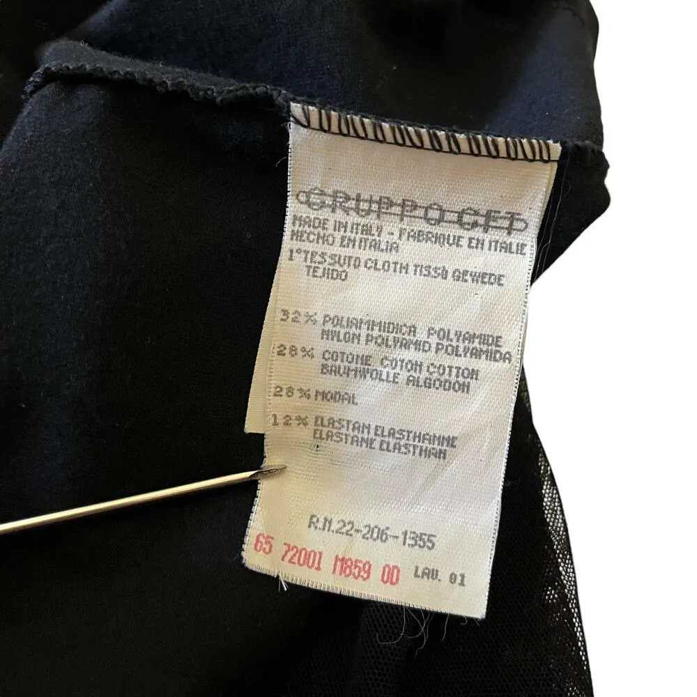 Vintage Black Jersey Sheer Mesh Crop Top - Made in Italy Size S/M - Image 5
