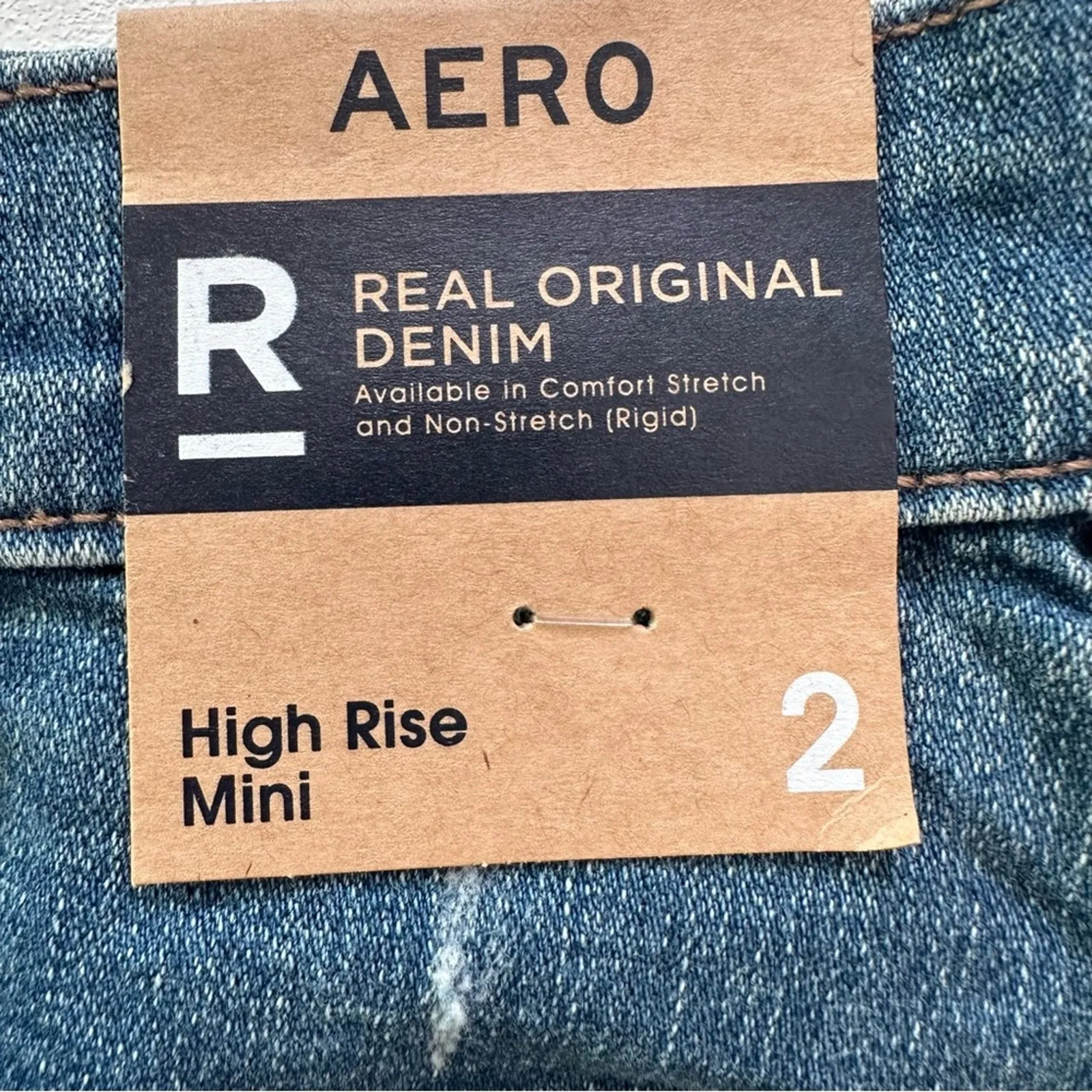 Aeropostale Jean Skirt AERO High Rise Distressed Denim Raw Hem Mini Size 2 NEW - Image 7