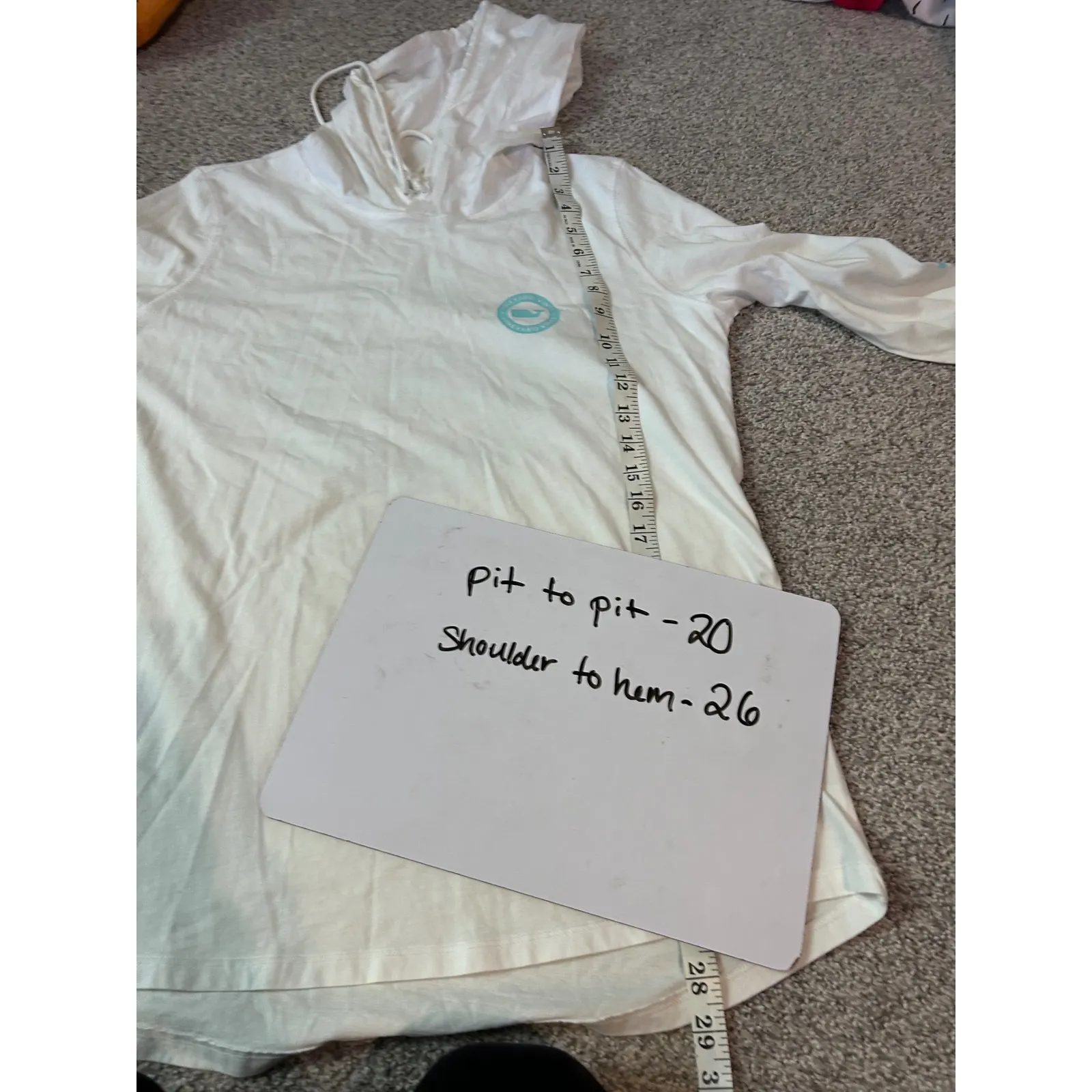 Vineyard Vines Womens White Whale Logo Hooded Long Sleeve T Shirt Size M - Image 6