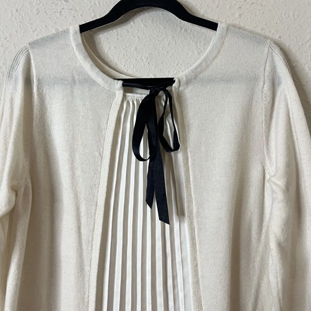 Soft Surroundings Pleated Back  Ecru Ivory Reserva Sweater Tunic Wool Medium - Image 7
