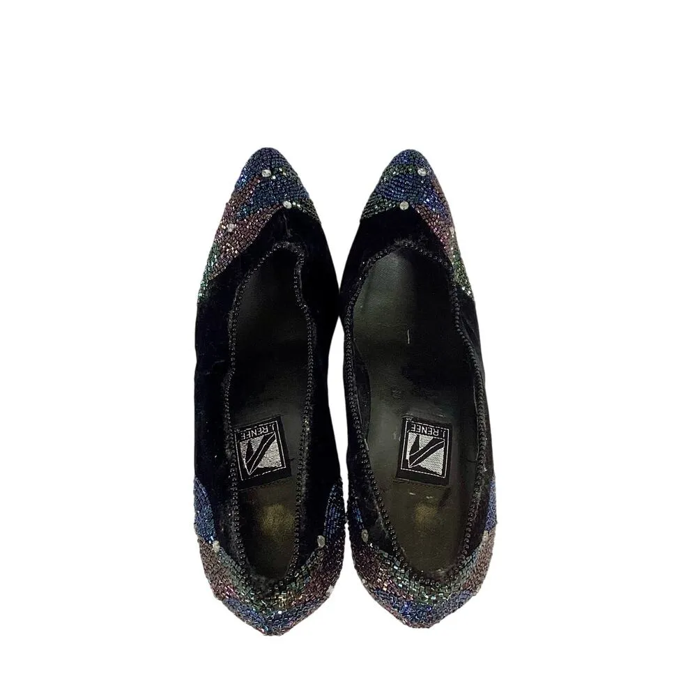 J Renee Vintage Black Beaded Heel Size 7.5 - Image 6