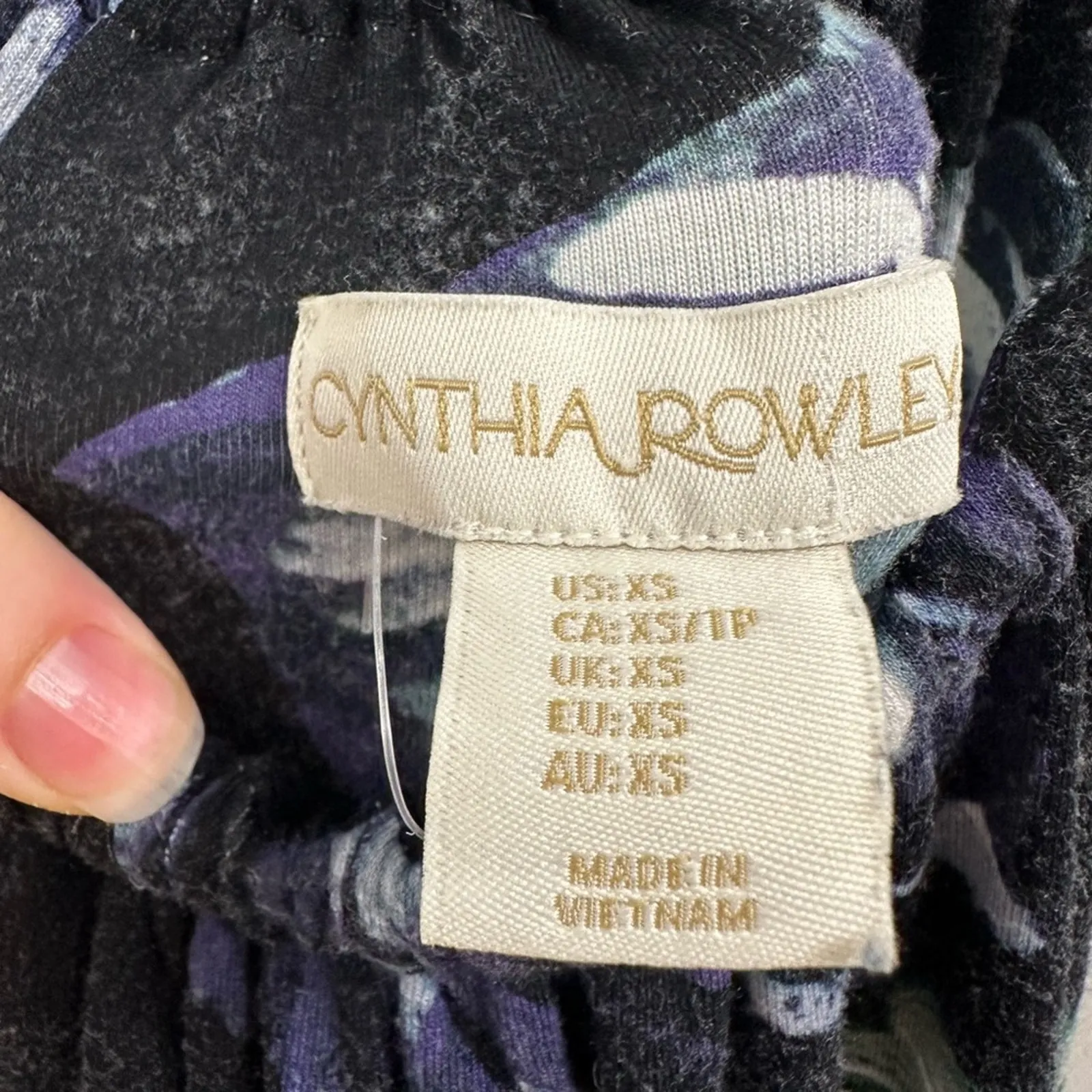 Cynthia Rowley Black Tropical Leaf Floral Soft Midi Dress XS/ S Retro w Pockets - Image 9