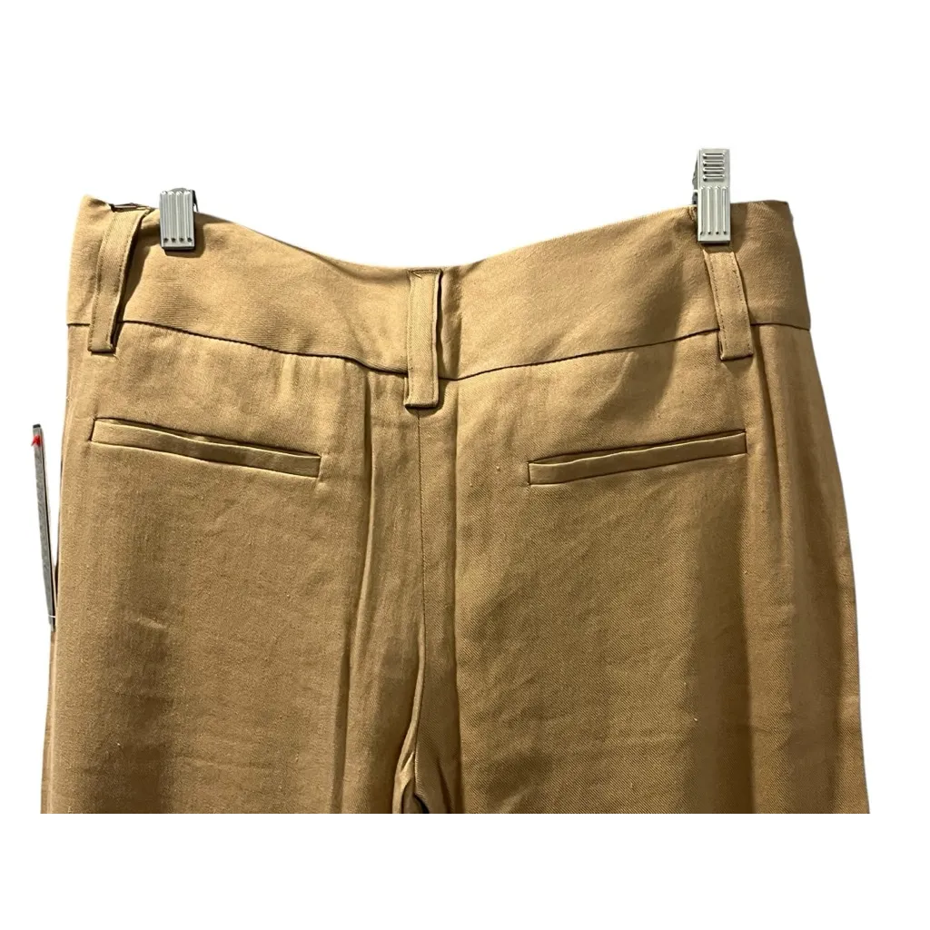 Alice + Olivia NWT Linen Size 4 Low Rise Wide Leg Flare Tan Pants Baggy Brown - Image 8