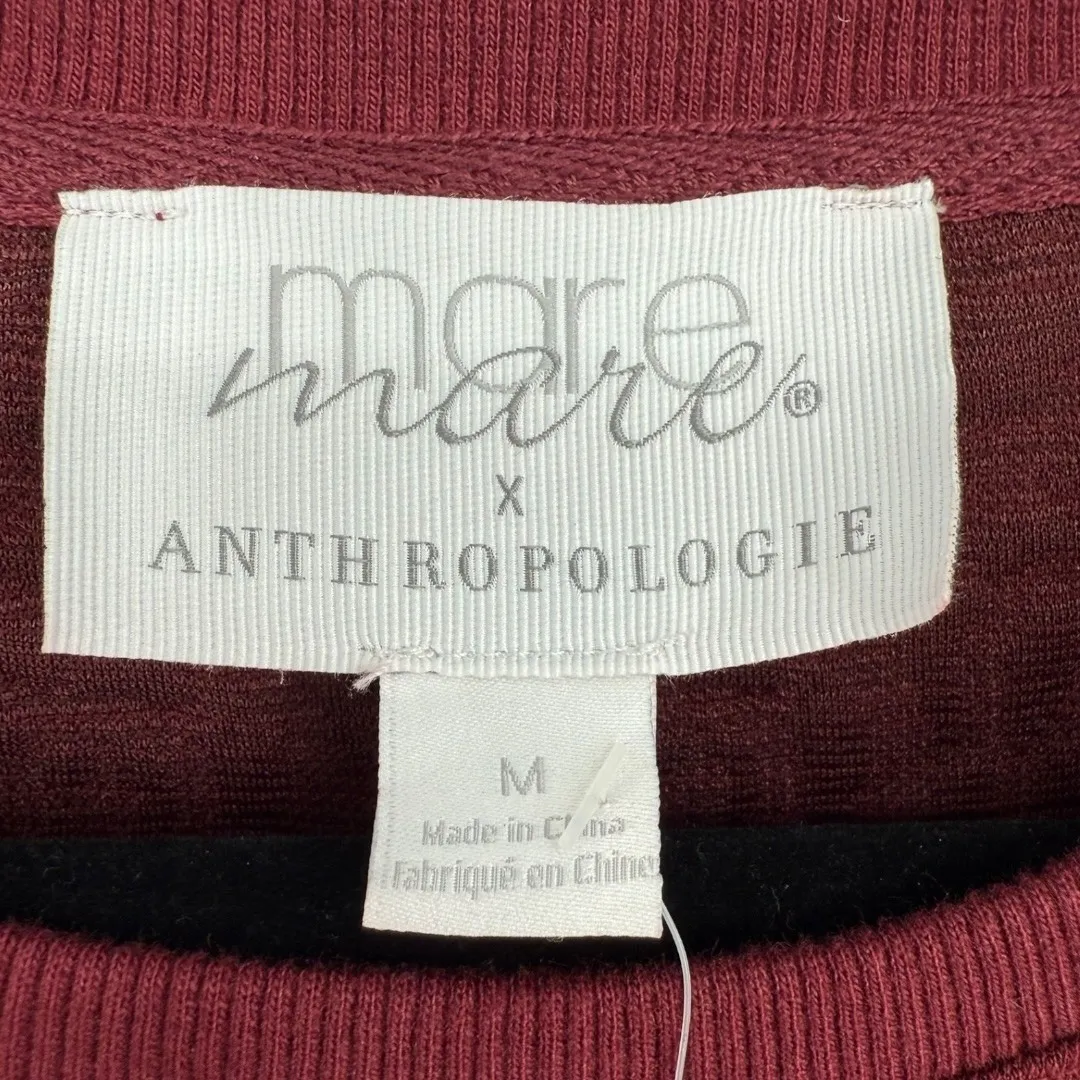 Mare Mare x Anthropologie Odila Wine Red Floral Textured Tunic Dress Size Medium - Image 3