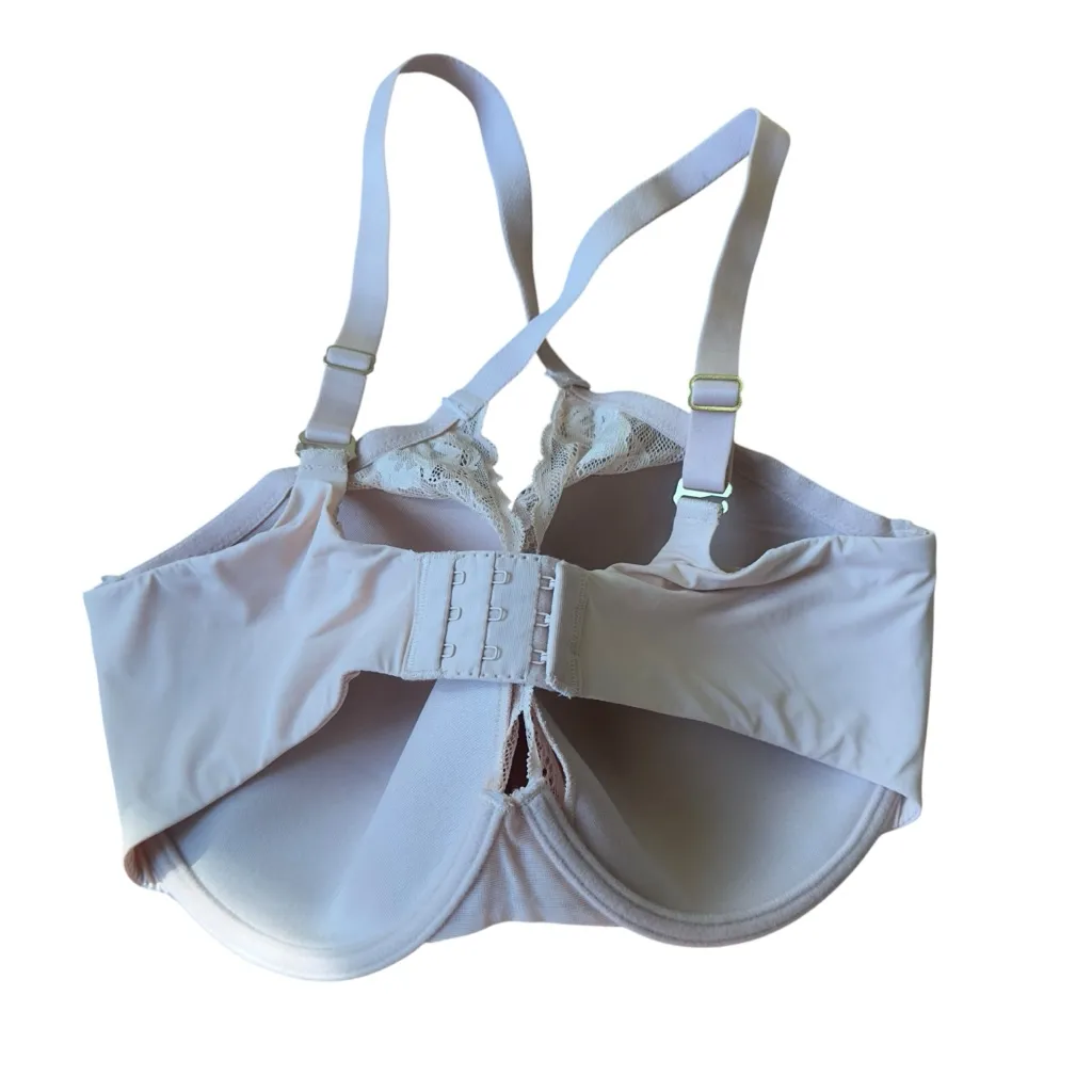 Natori Lace Underwire Bra Beige Nude Floral Mesh Full Coverage 34G - Image 2