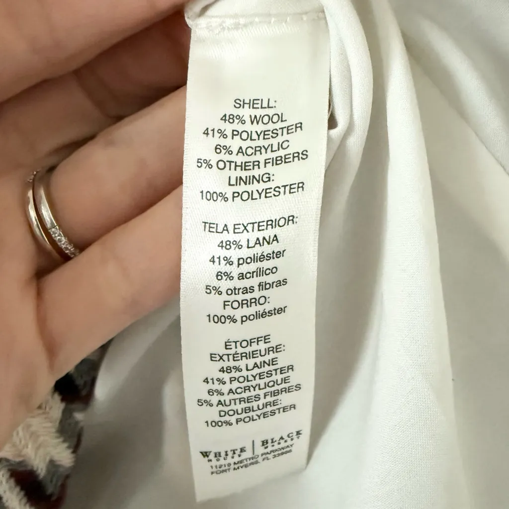 White House Black Market Pencil Skirt in Tweed Cream, Maroon Houndstooth Size 8 - Image 4