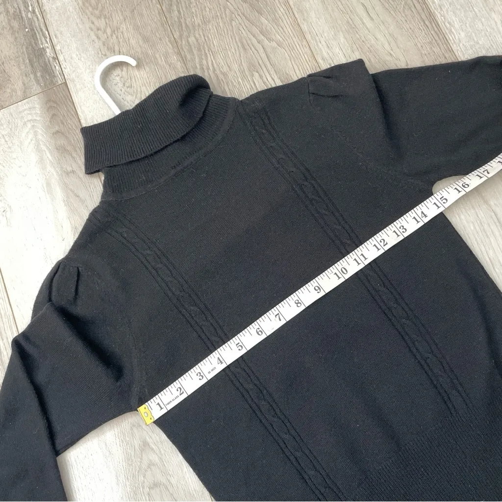 Cashmere Turtleneck Sweater cable knit womens Black (medium) classic vintage - Image 3
