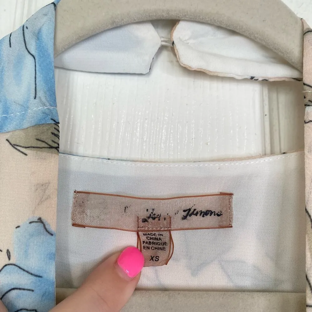 FOR LOVE AND LEMONS Cadence Romper Cream Blue Floral Feminine Dainty Size XS - Image 7