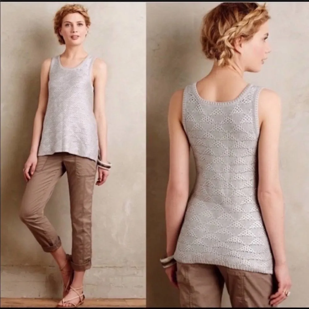 Anthropologie Moth Sana Metallic Sweater Tank Top - Image 2