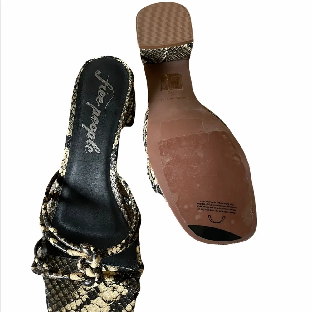 NIB Free People Petra Heel Snake Print Leather Sandal Slip On Comfort - Image 7