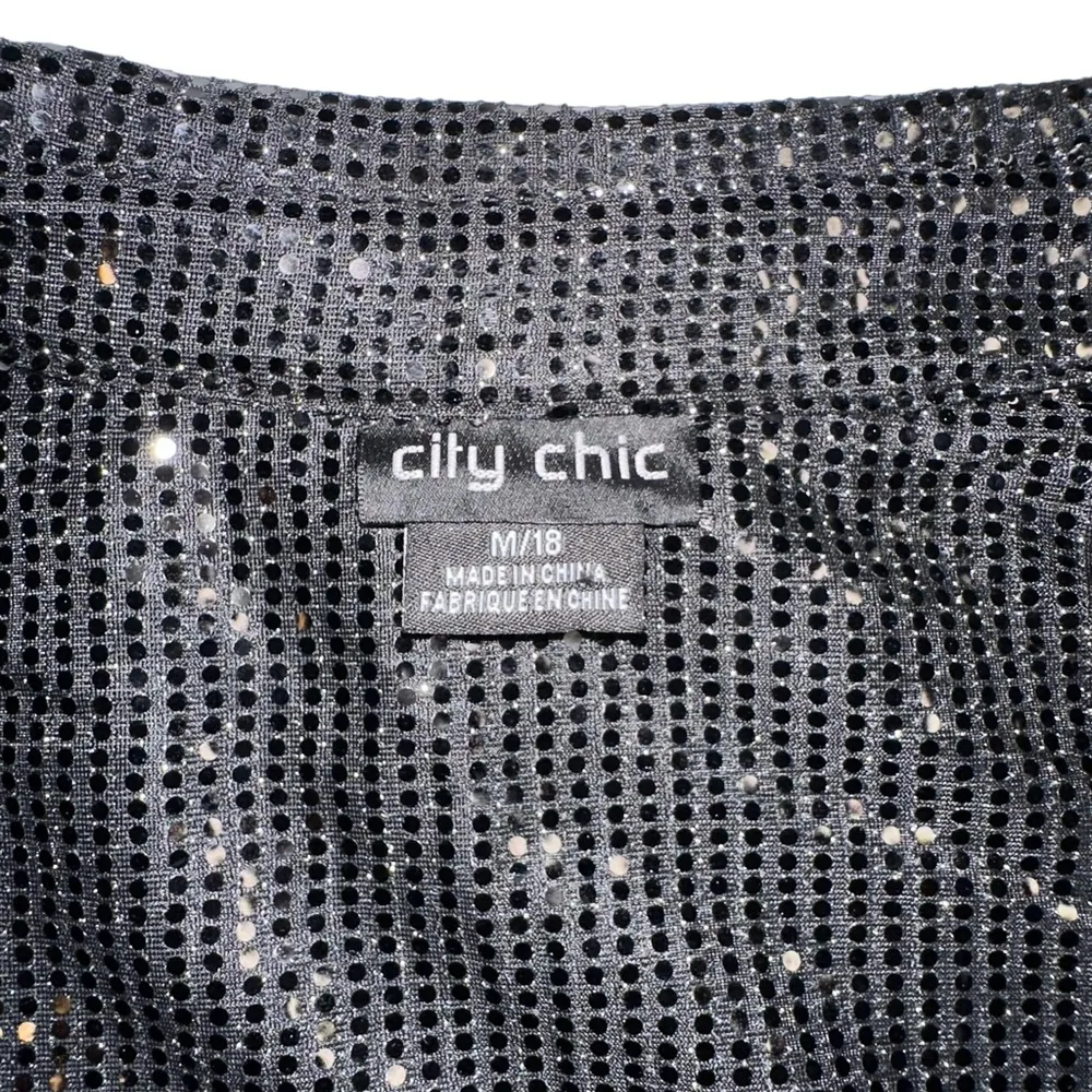 NWOT City Chic Sequin Glow Long Sleeve Black Dress M/18 - Image 5