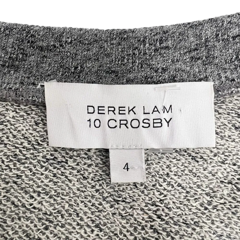 Derek Lam 10 Crosby Cropped Sweater Top Speckled V Neck Wool Blend Gray Size 4 - Image 9