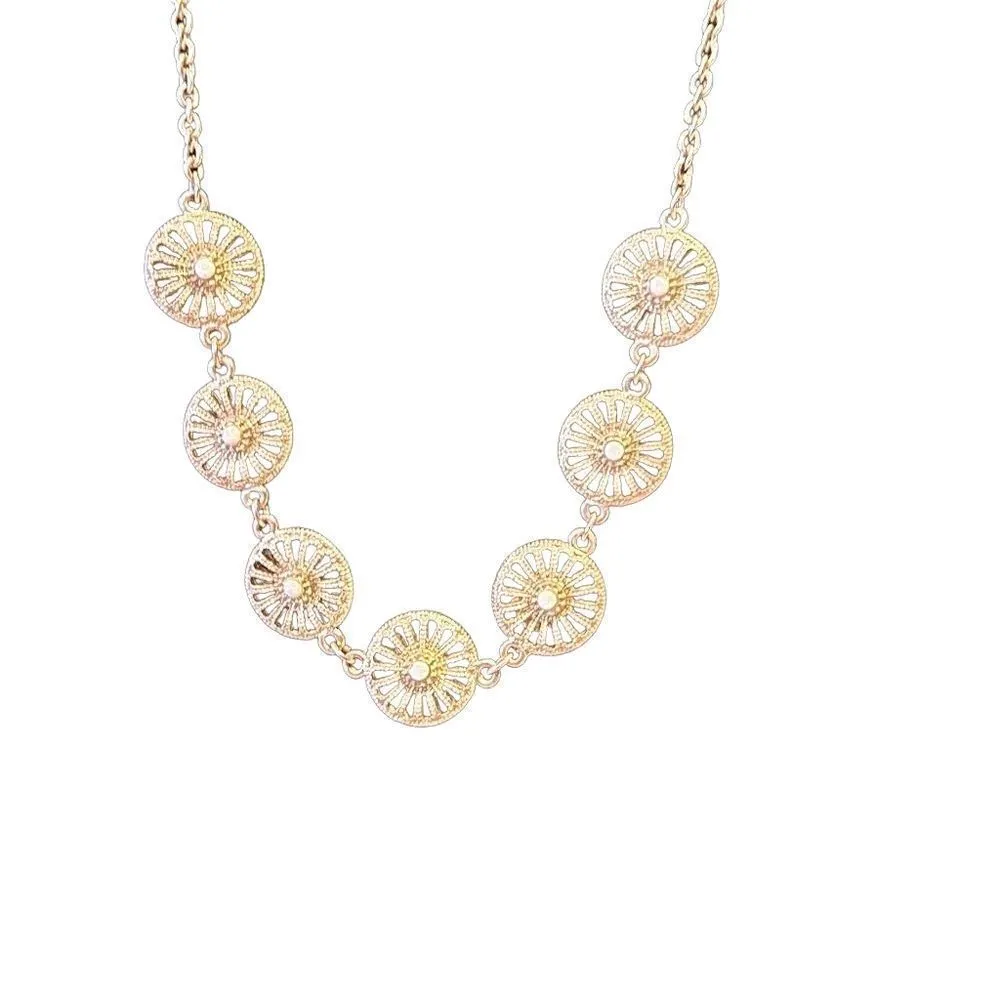 Banana Republic Gold, Orange, & White Reversible Necklace - Image 2