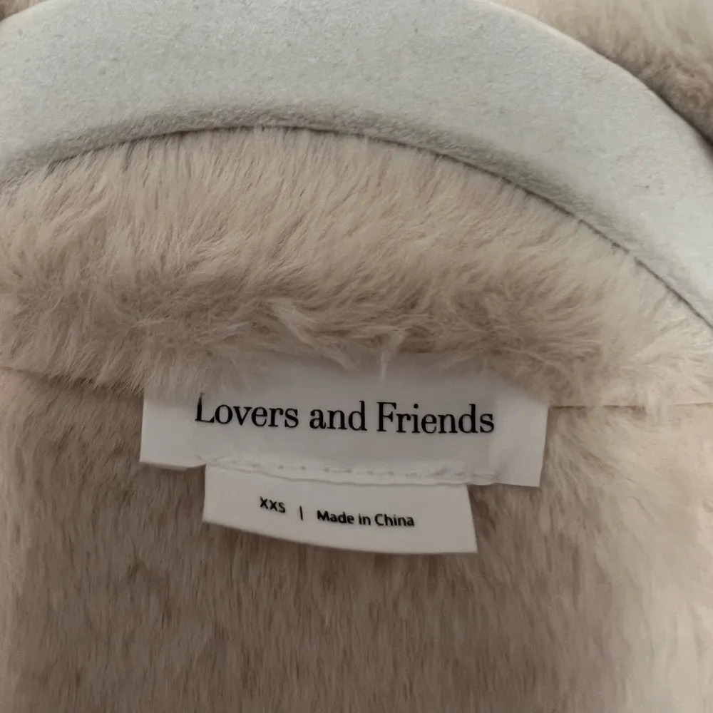 Lovers and Friends Elise Faux Shearling Coat in Nude - Image 6