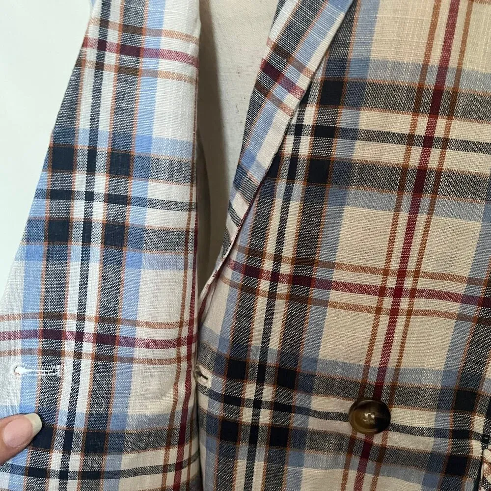 Gilli Plaid Women Blazer Sz S Preppy One Button Academia Checkered Soft Girl Y2K Blue - Image 11