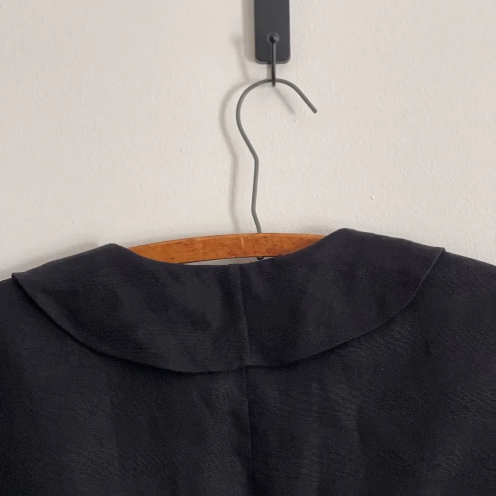 Lauren  Black Linen Ruffle Collar Blazer Women's 16 Coquette Coastal - Image 9