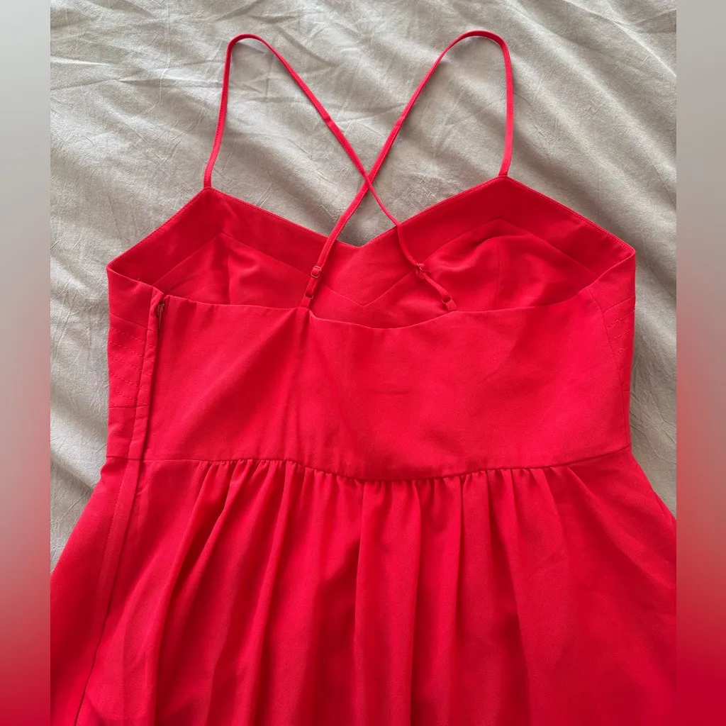 Badgley Mischka Red Floor Length Dress - Image 6