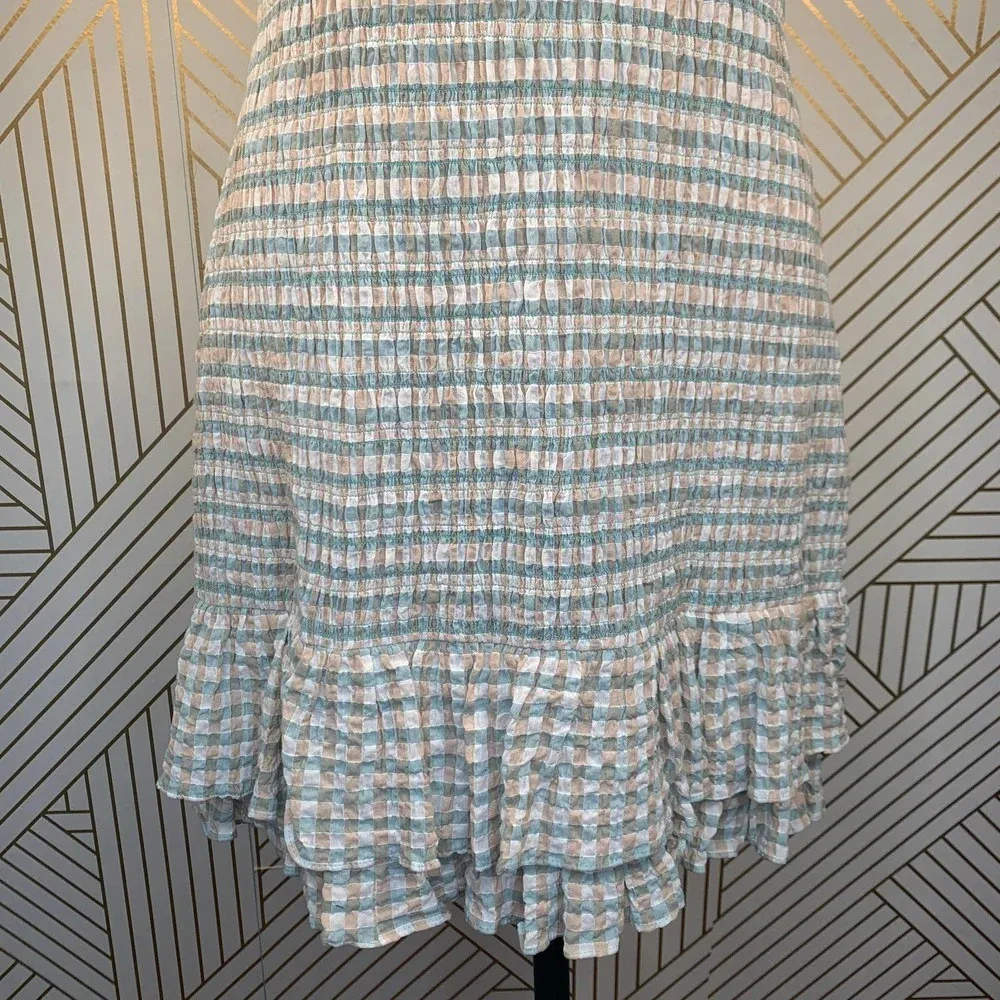 Veronica Beard Cici White‎ Seersucker Smocked Mini Dress Ruffle Hem Size 12 NWT - Image 6