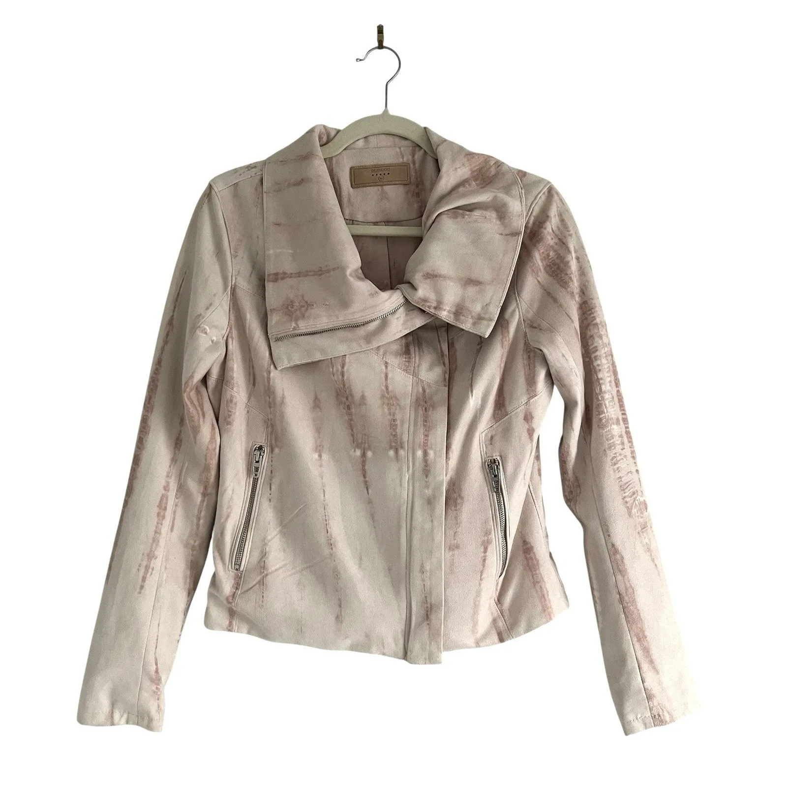 Blank NYC Tiedye Faux Suede Moto Jacket Hippiedippie Sz Medium Boho festival - Image 3