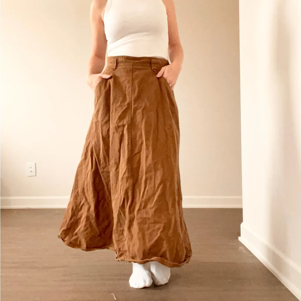 Vintage Liz Claiborne Brown Denim Maxi Skirt Size 8 - Image 2