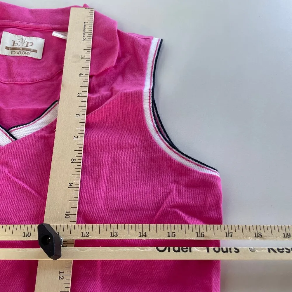 EP Pro Shirt Womens Small Pink Tour Dry V-Neck Collared Polo Top Golf Cotton - Image 7