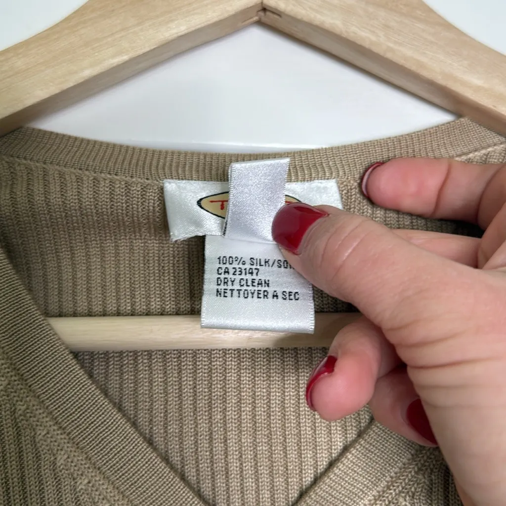 Talbots 100% silk ribbed cardigan - Image 2