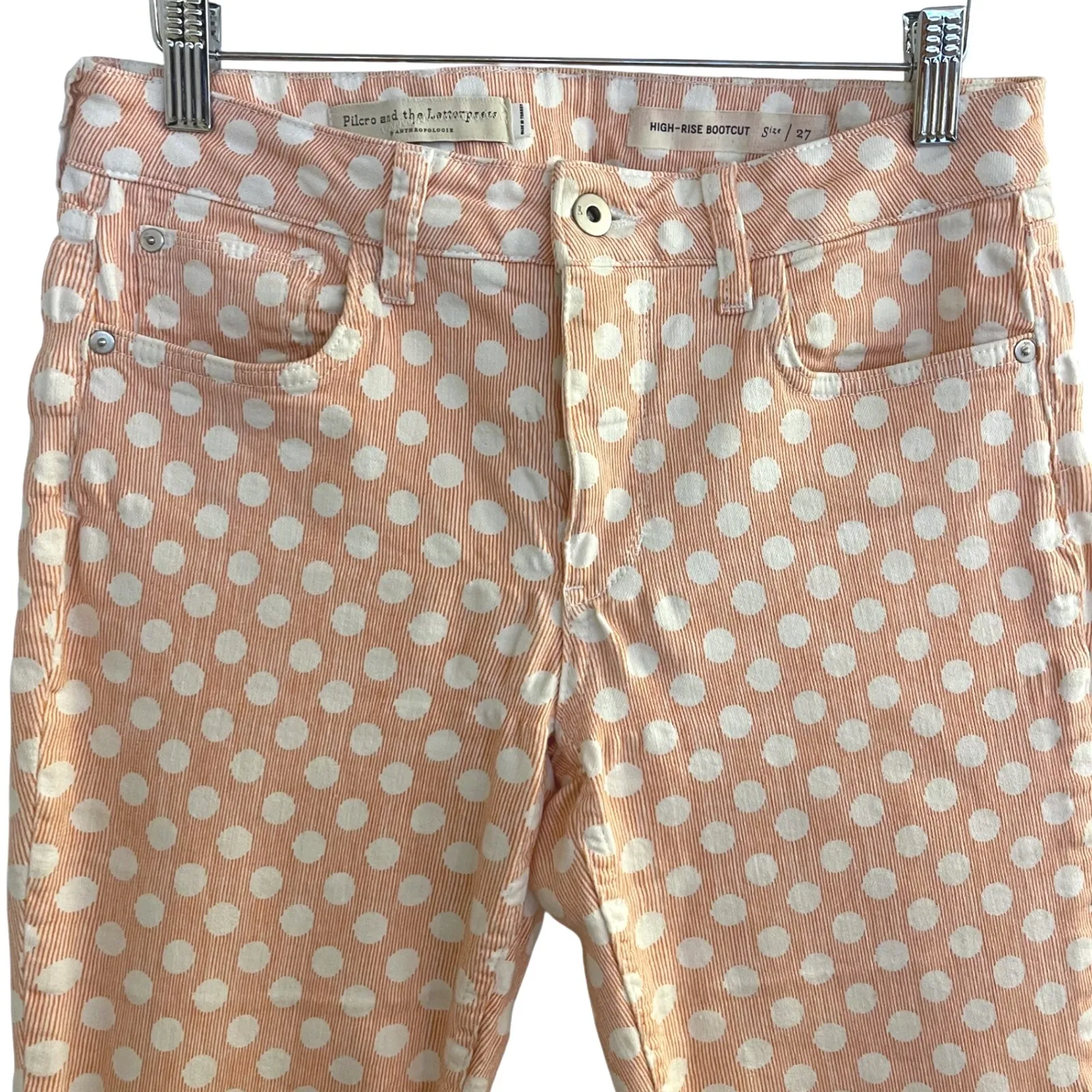 Pilcro and the Letterpress Anthropologie High Rise Bootcut Polka Dot Jeans Sz 27 - Image 4