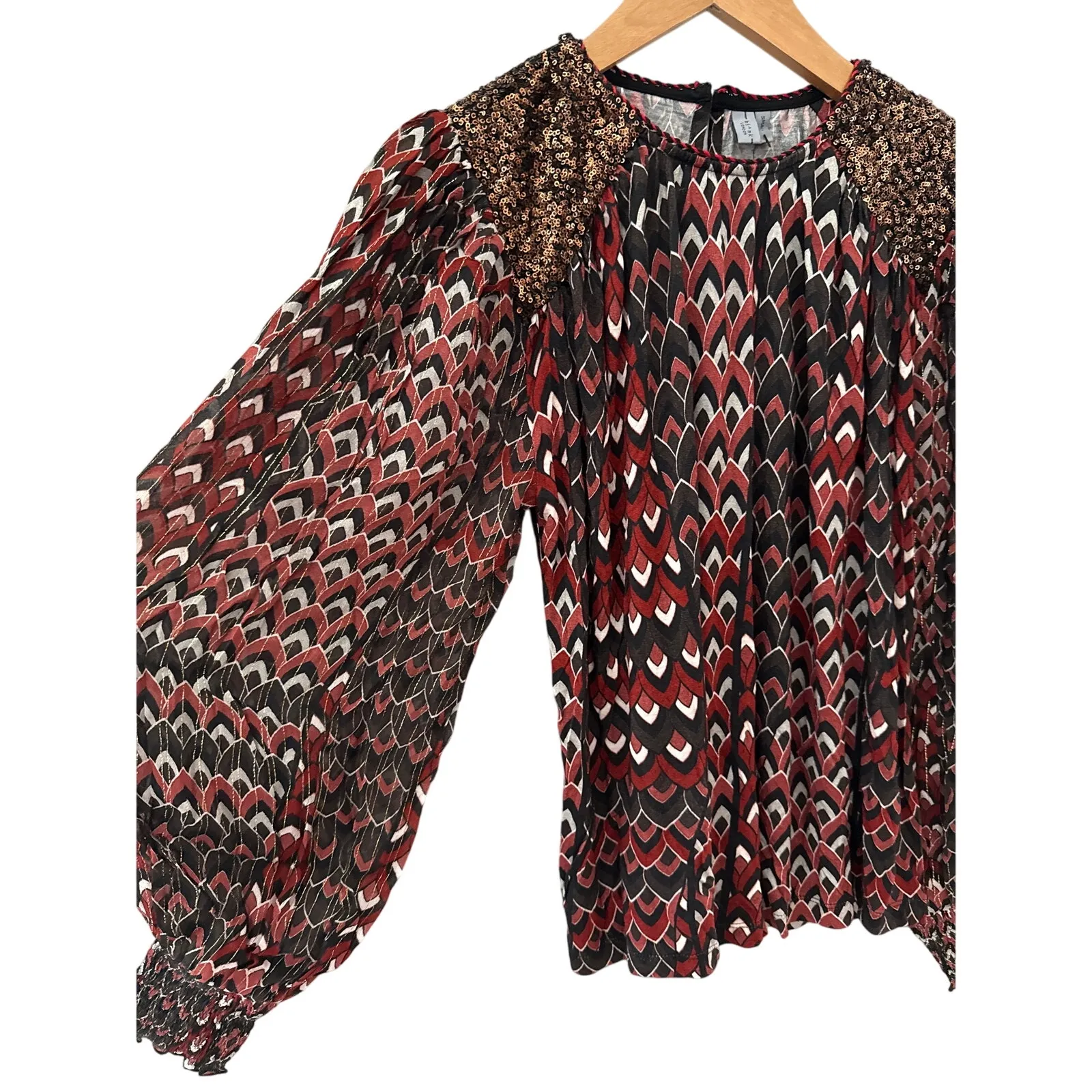 Bl^nk‎ London x Anthropologie Sequin-Embellished Top Wine Size Small - Image 6