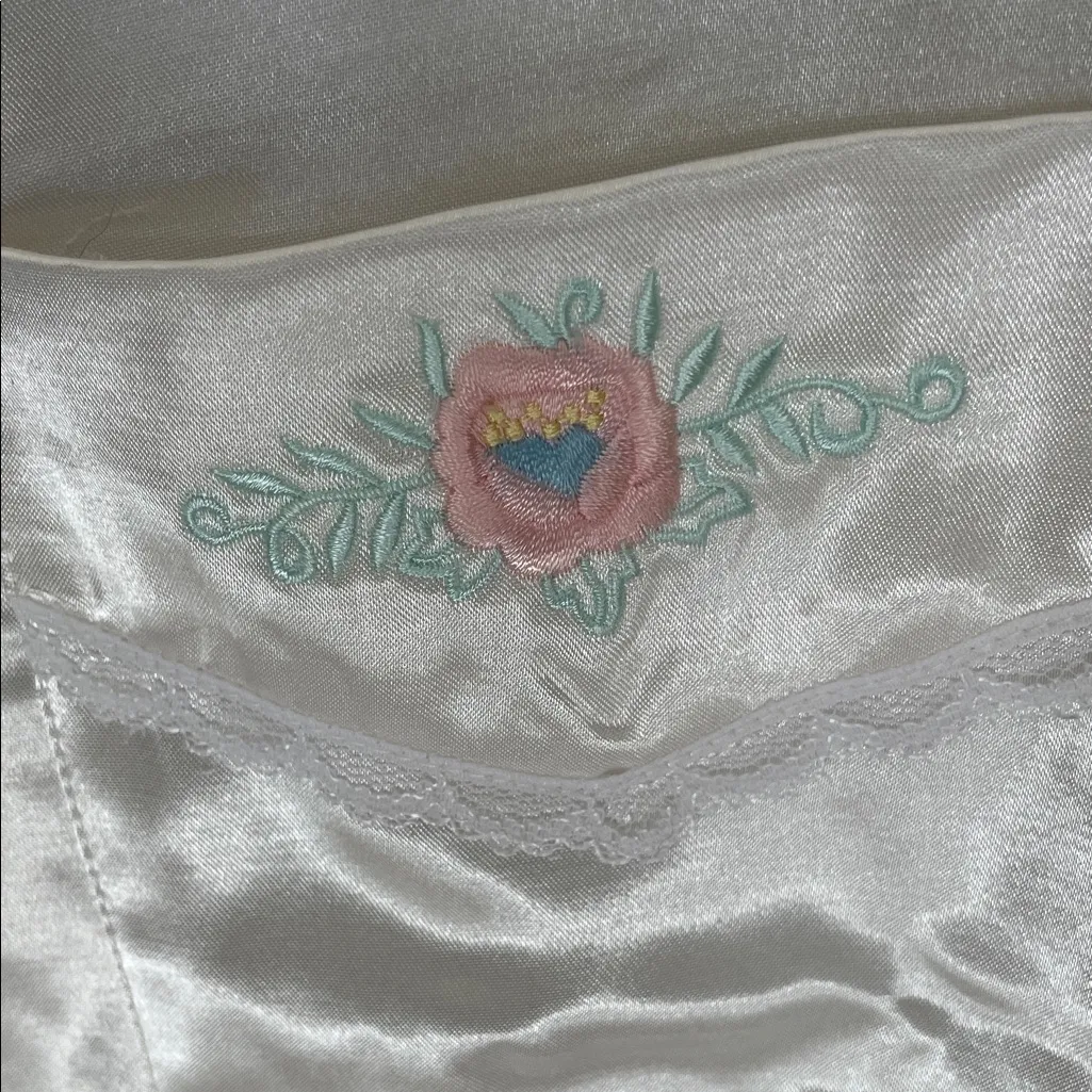 Adonna White Satin Button-Up Sleep Shirt - Image 4